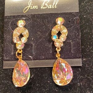 Jim Ball Pink Aurora Teardrop Dangle Earrings